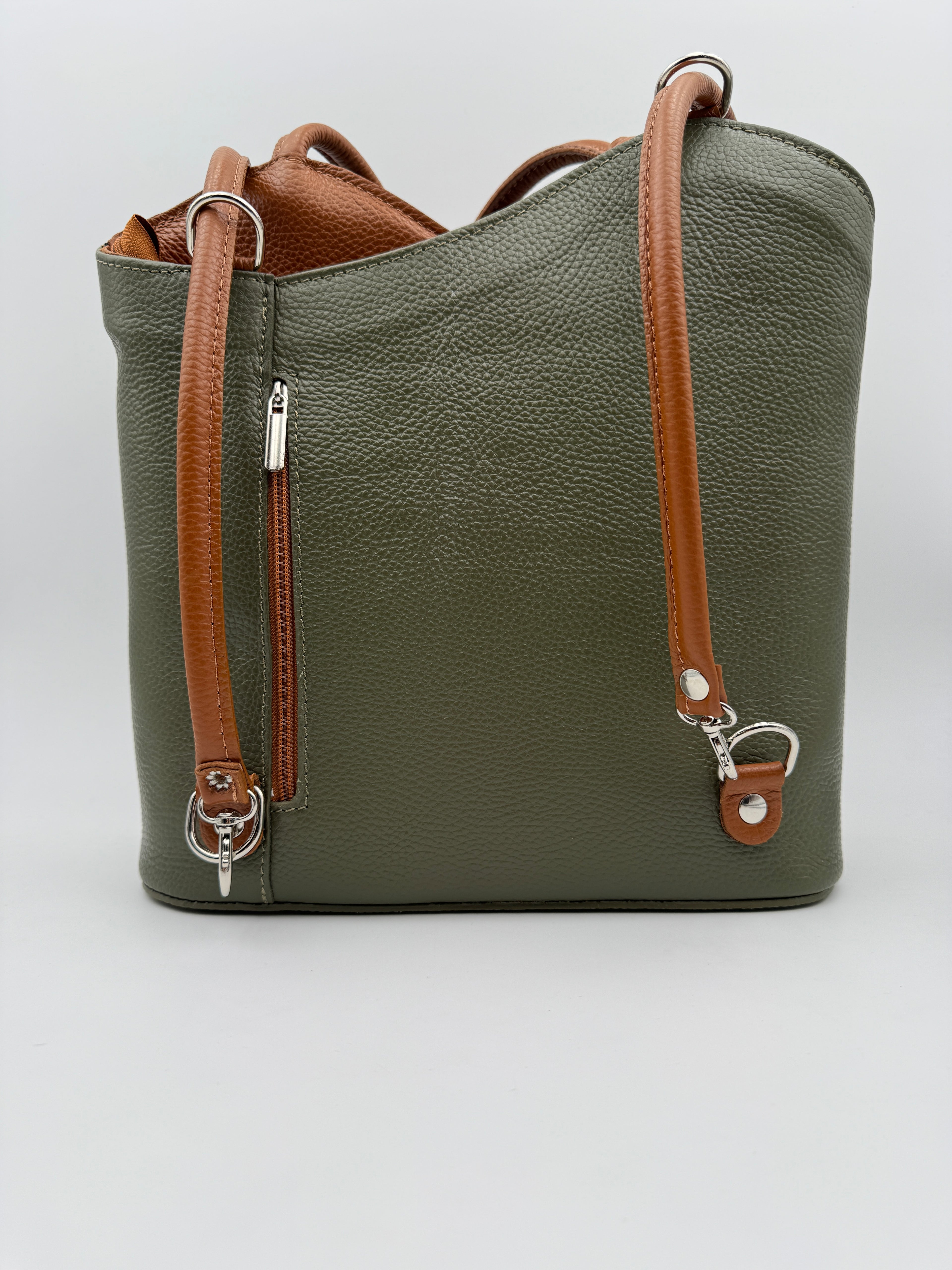 Borsa Zaino PAPAVERO - in Vera Pelle Martellata Made in Italy