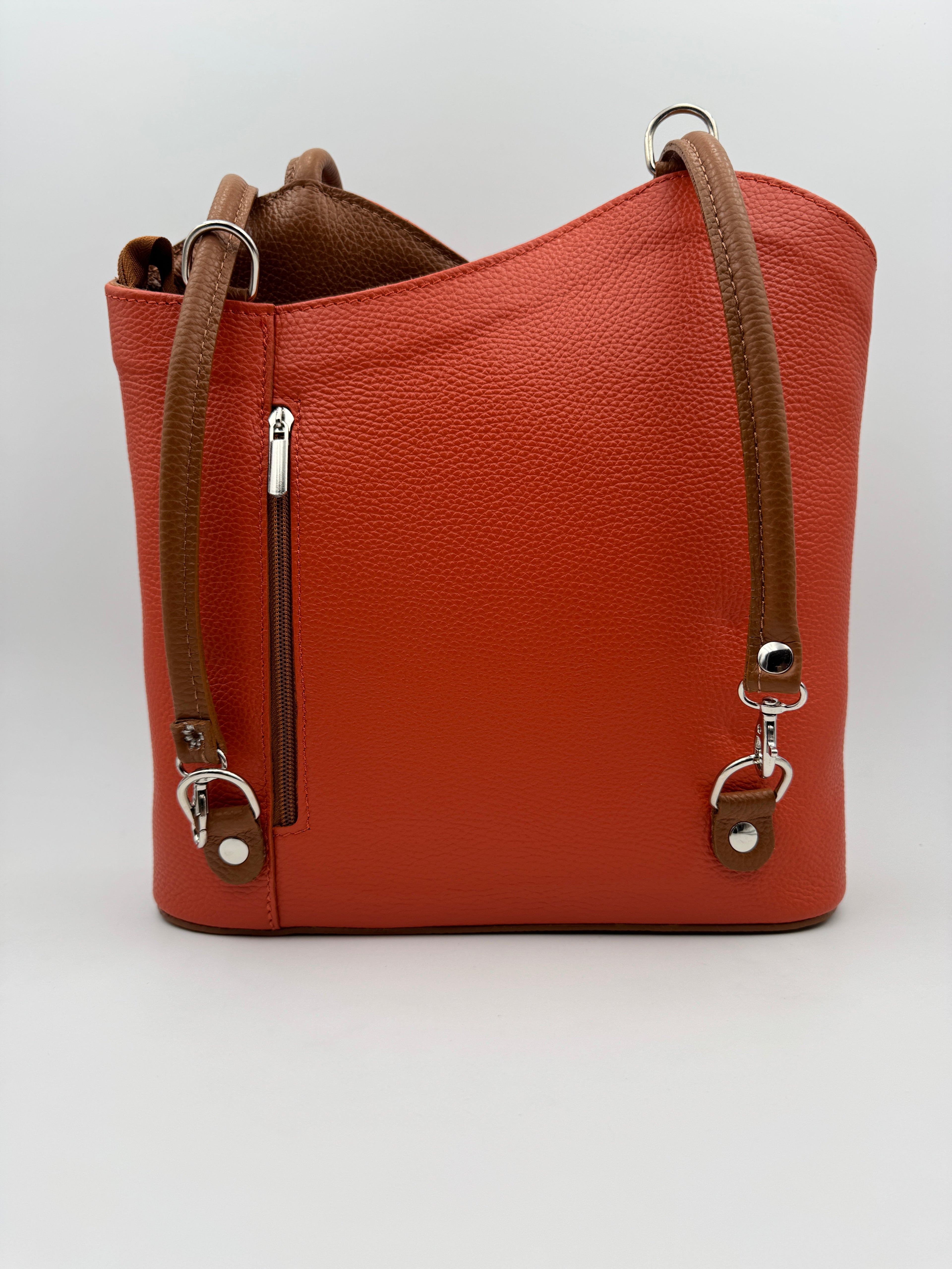 Borsa Zaino PAPAVERO - in Vera Pelle Martellata Made in Italy