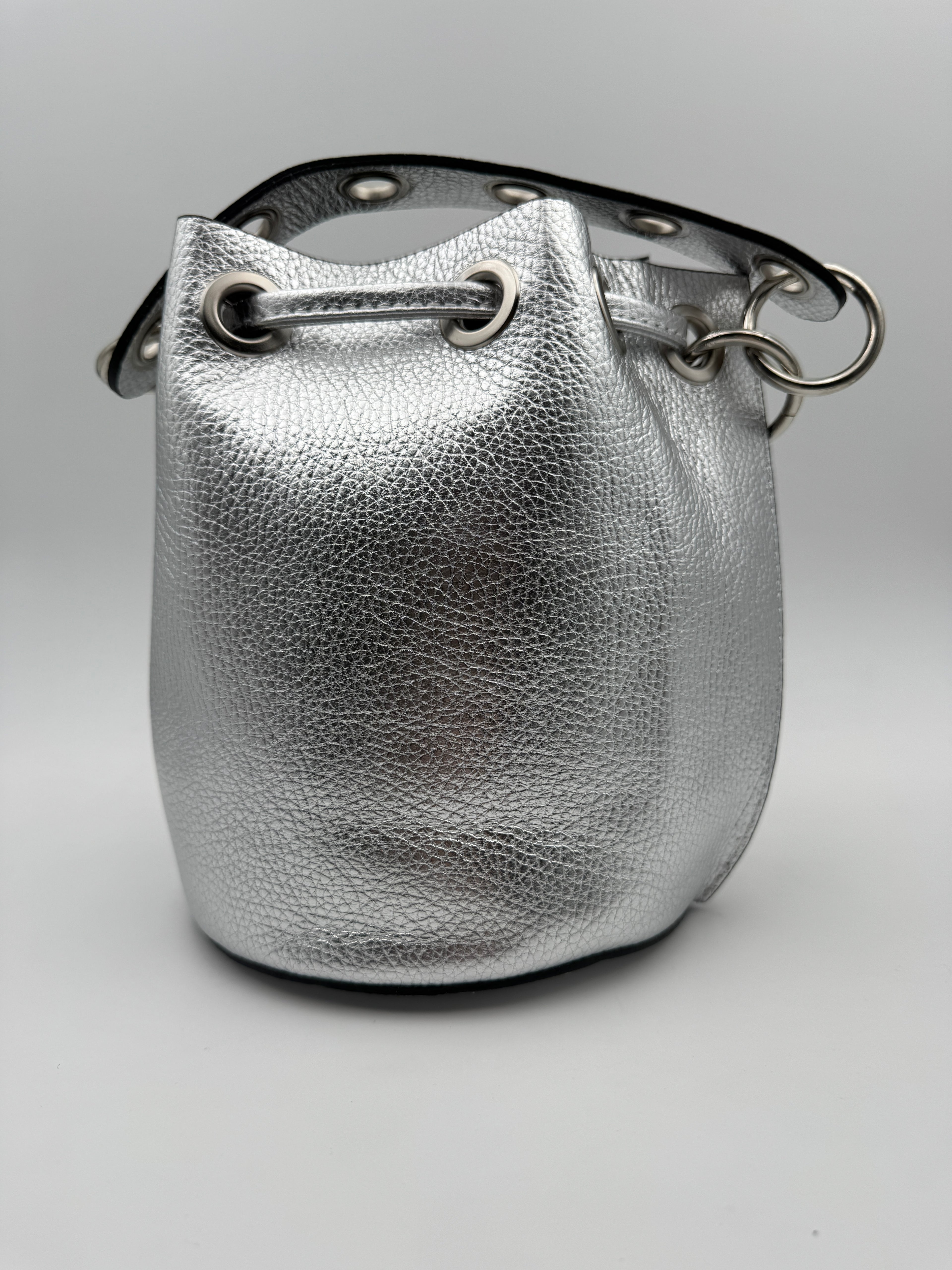 Borsa a Secchiello PRIMULA - in Vera Pelle Martellata Made in Italy